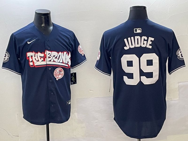 Men New York Yankees #99 Judge Drak Blue four generations Joint Name 2025 Nike MLB Jersey style 6->new york yankees->MLB Jersey
